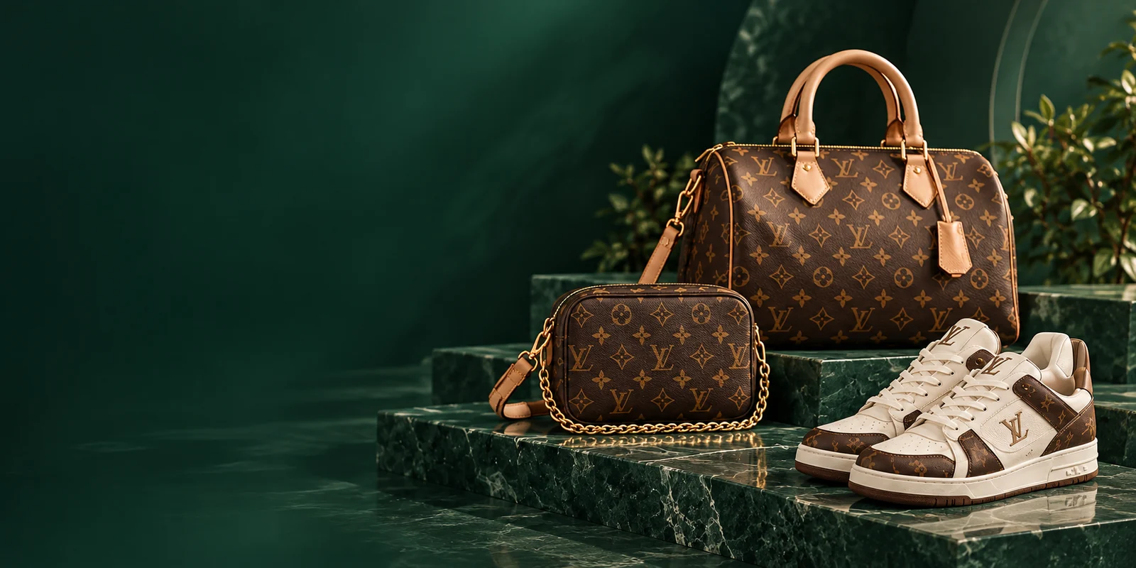 Louis Vuitton monogram bags and sneakers